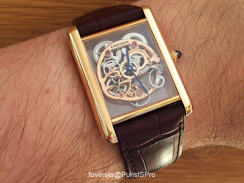 Tank louis cartier deals skeleton sapphire watch